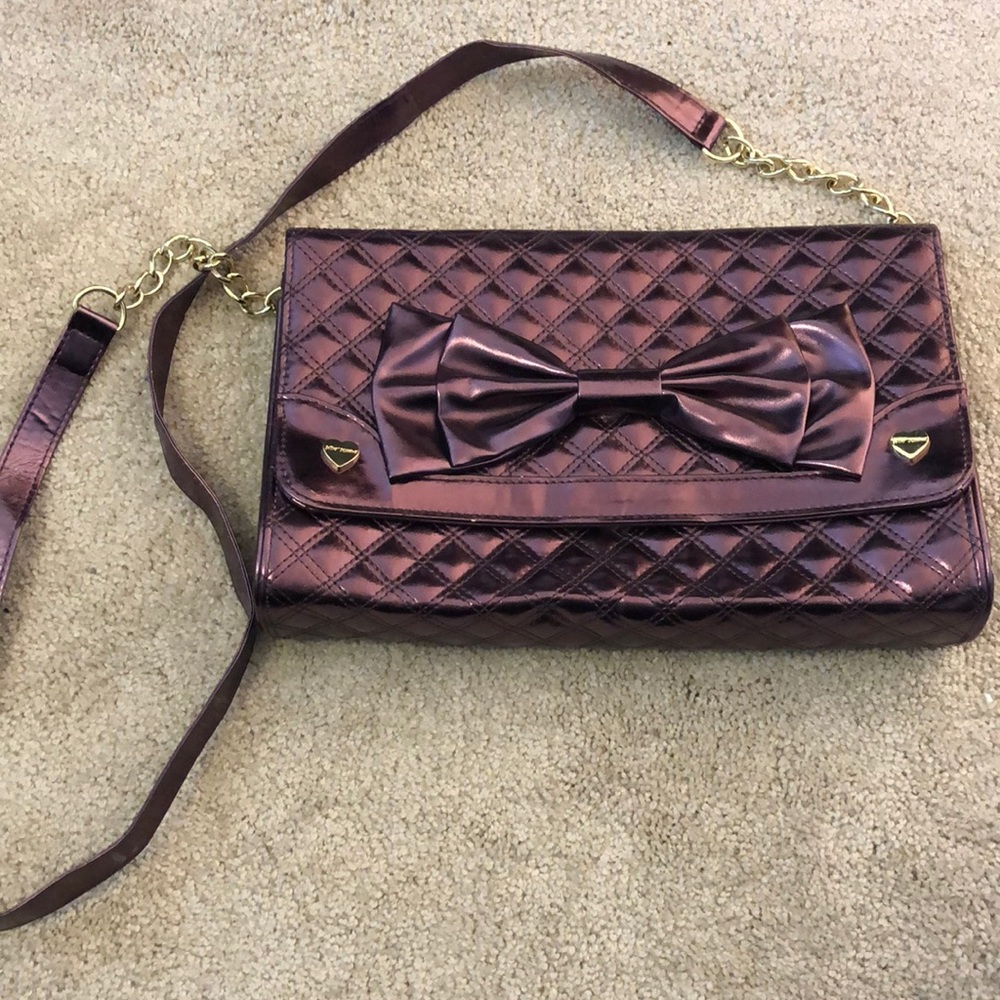 Betsey Johnson purple bow crossbody purse bag